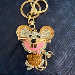 Extremely Cute Rhinestone Mouse Keychain Purse Charm Body Moves